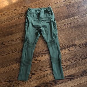 Olive Green Leggings with Cute Detailing
